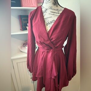 Elegant Burgundy Wrap Dress